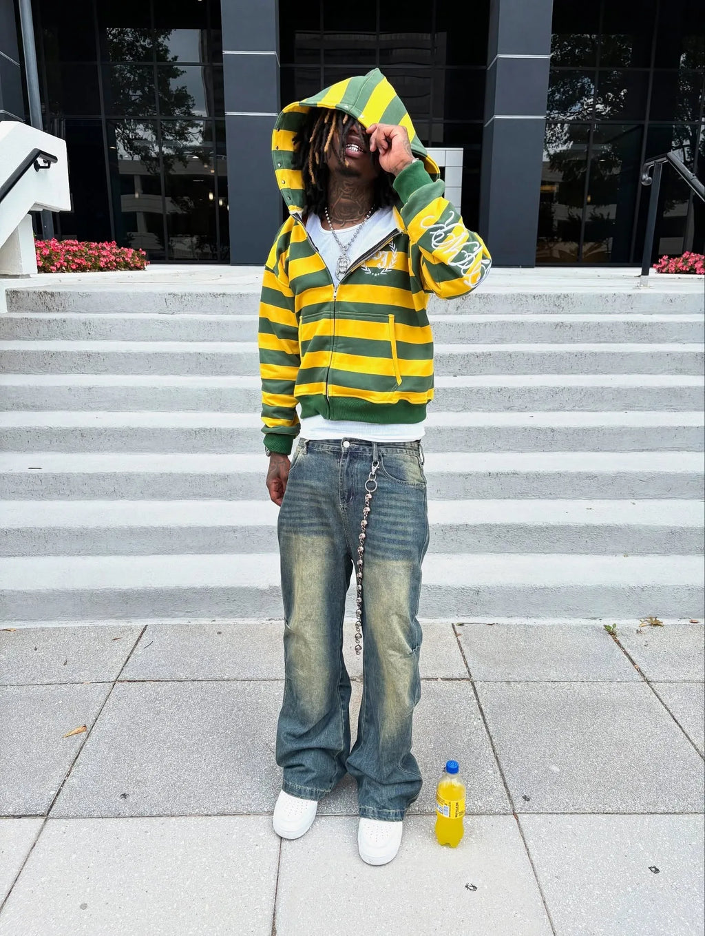 Felpa Zip Y2K a Righe Streetwear