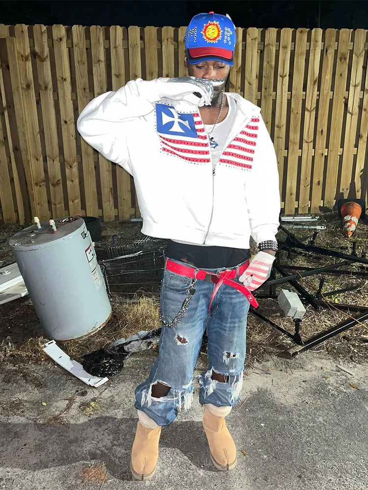 Felpa Zip Y2K Streetwear Oversize