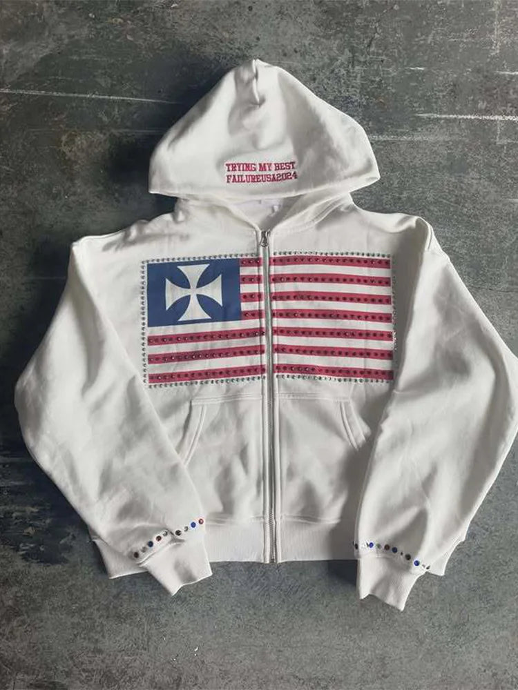 Felpa Zip Y2K Streetwear Oversize