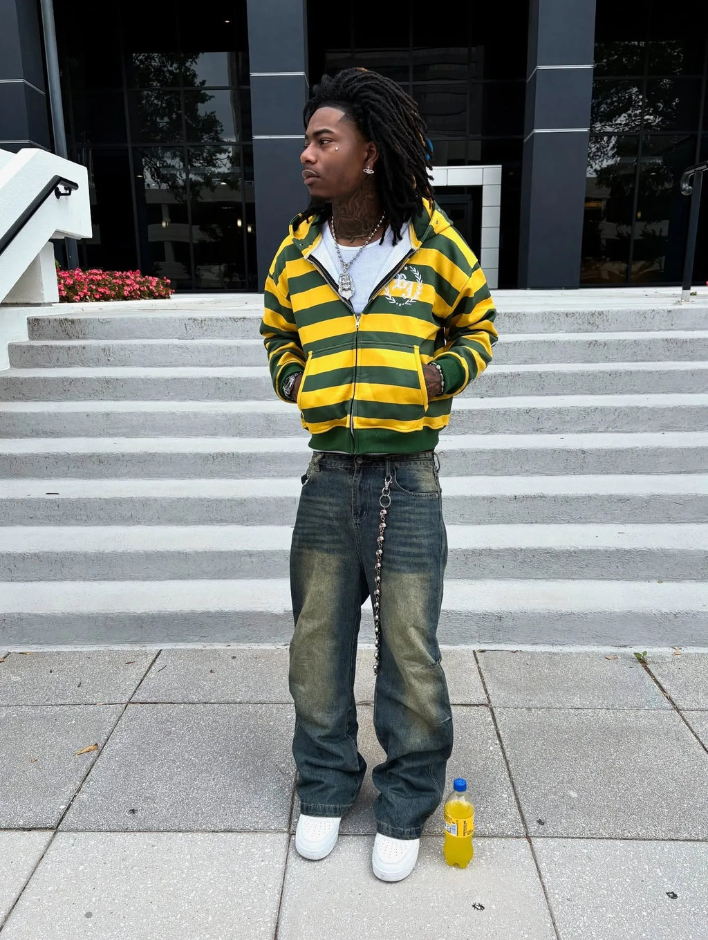 Felpa Zip Y2K a Righe Streetwear