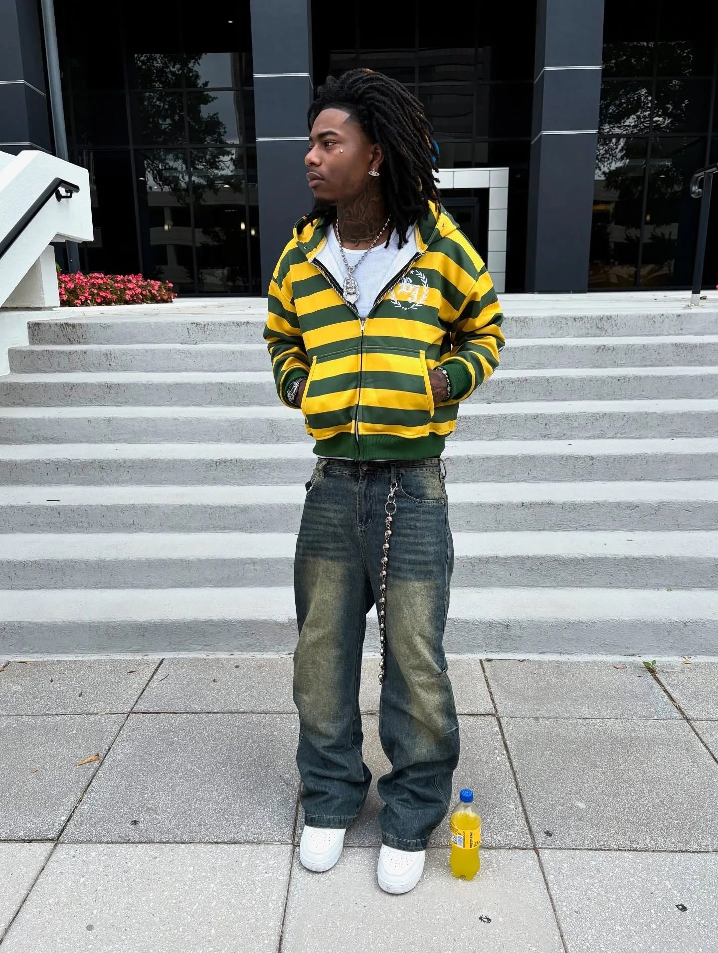 Felpa Zip Y2K a Righe Streetwear