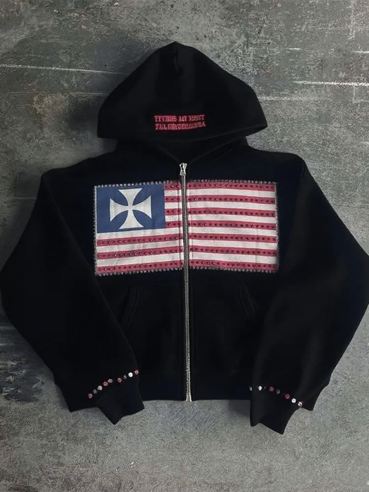 Felpa Zip Y2K Streetwear Oversize