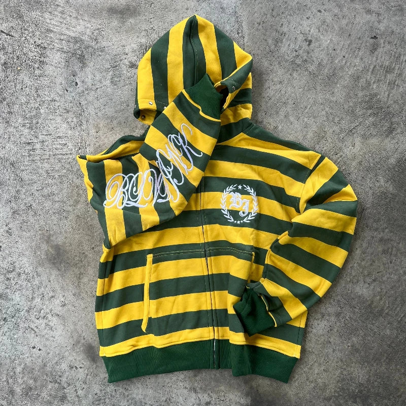 Felpa Zip Y2K a Righe Streetwear