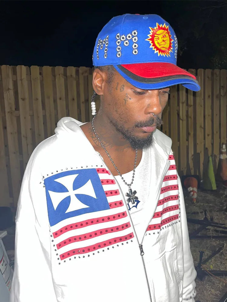 Felpa Zip Y2K Streetwear Oversize