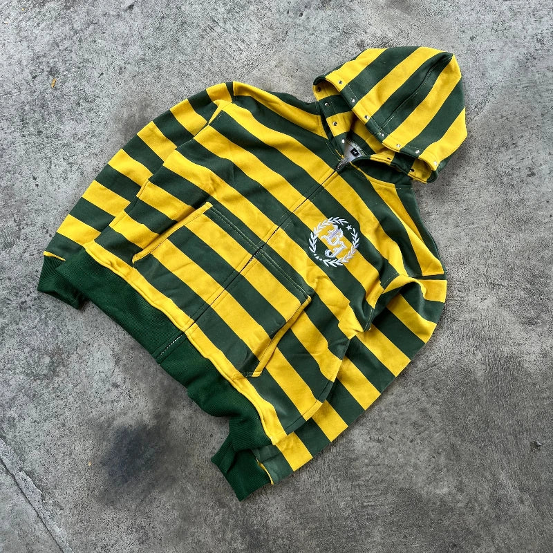 Felpa Zip Y2K a Righe Streetwear