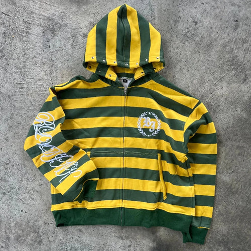 Felpa Zip Y2K a Righe Streetwear